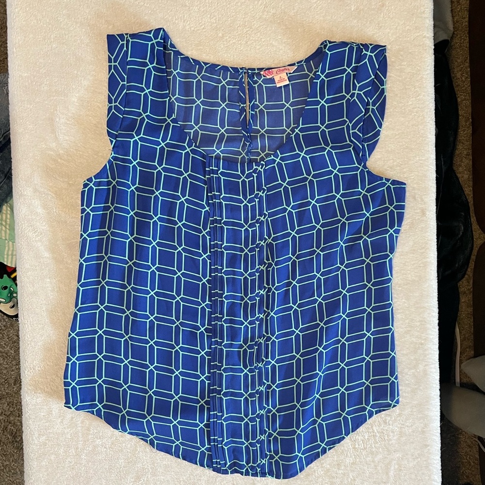 Candie's Blue Geometric Blouse